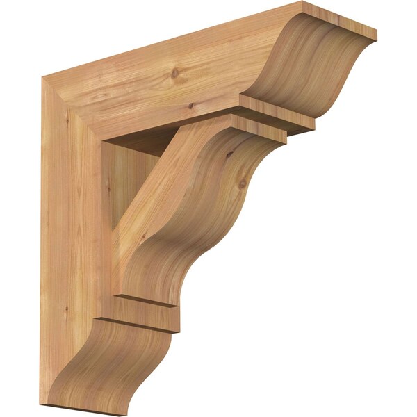 Ekena Millwork Funston Traditional Smooth Bracket w/ Offset Brace, Western Red Cedar, 7 1/2"W x 22"D x 22"H BKT0806X22X22FST01SWR - main